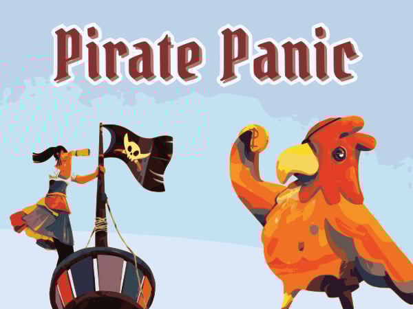 A pirate in a crow's nest and a parrot
